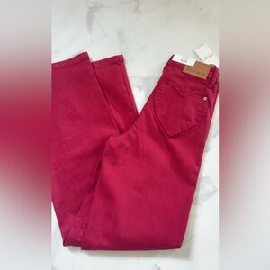 NWT many sizes Heart Pocket Deep red Judy Blue Vibrant Red Straight Leg Jeans